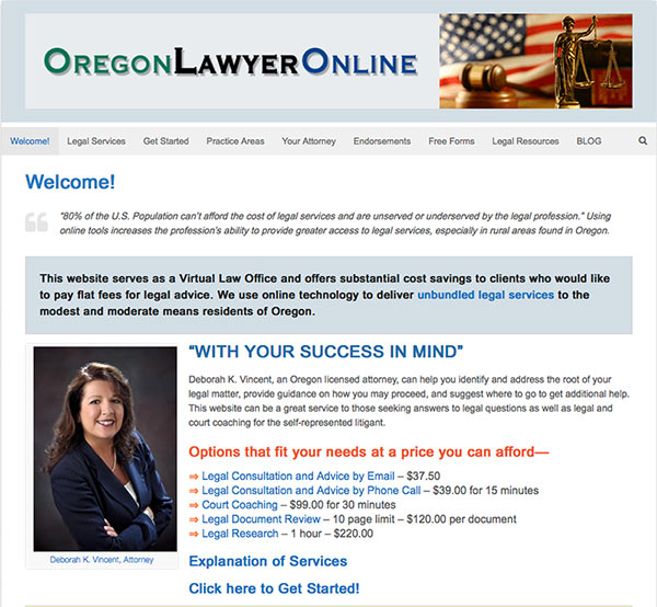 Oregon Lawyer Online - A WordPress site