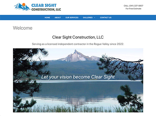 Clear Sight Construction WordPress site2023